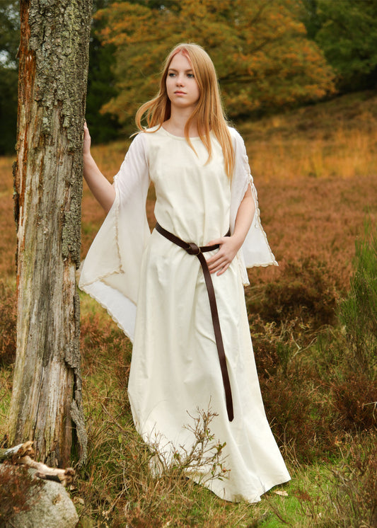 Mittelalter Kleid mit Schnürung am Rücken und Trompetenärmeln