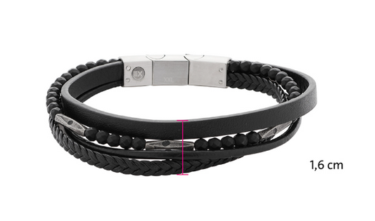 Mehrreihiges Lederarmband mit Edelstahl-Verschluss