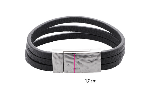 Armband aus schwarzem Leder mit Magnetverschluss