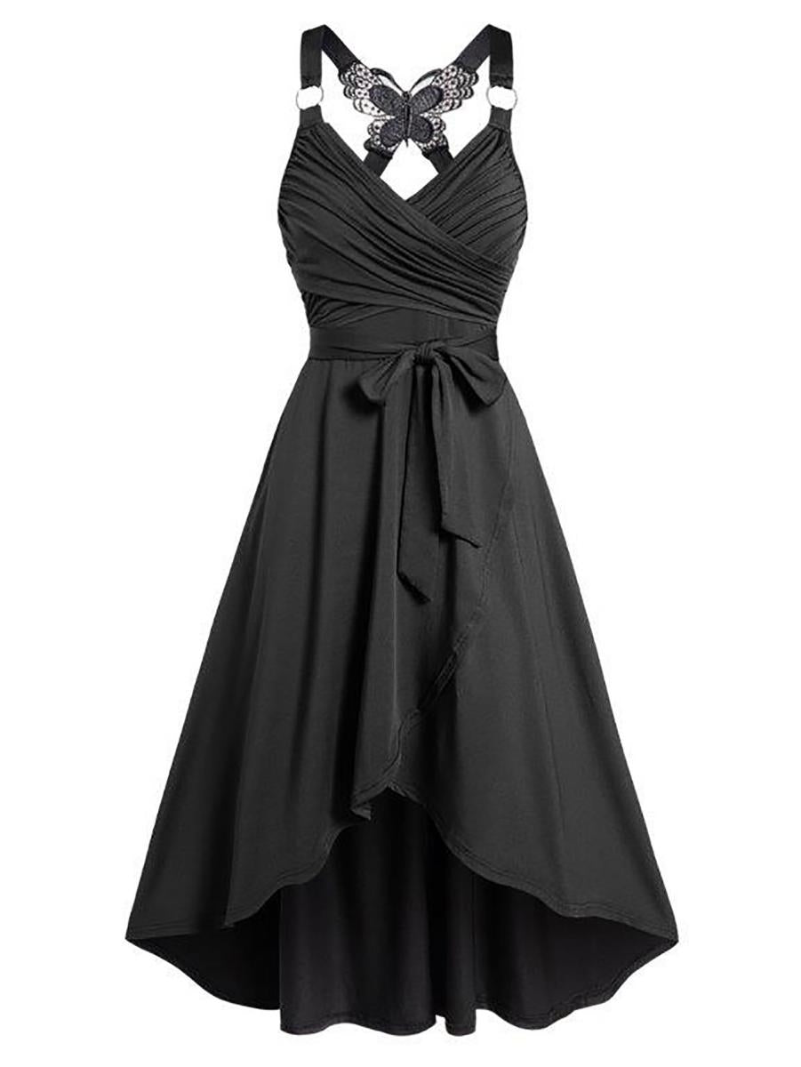 Rockabilly Kleid mit V-Ausschnitt & Schleife