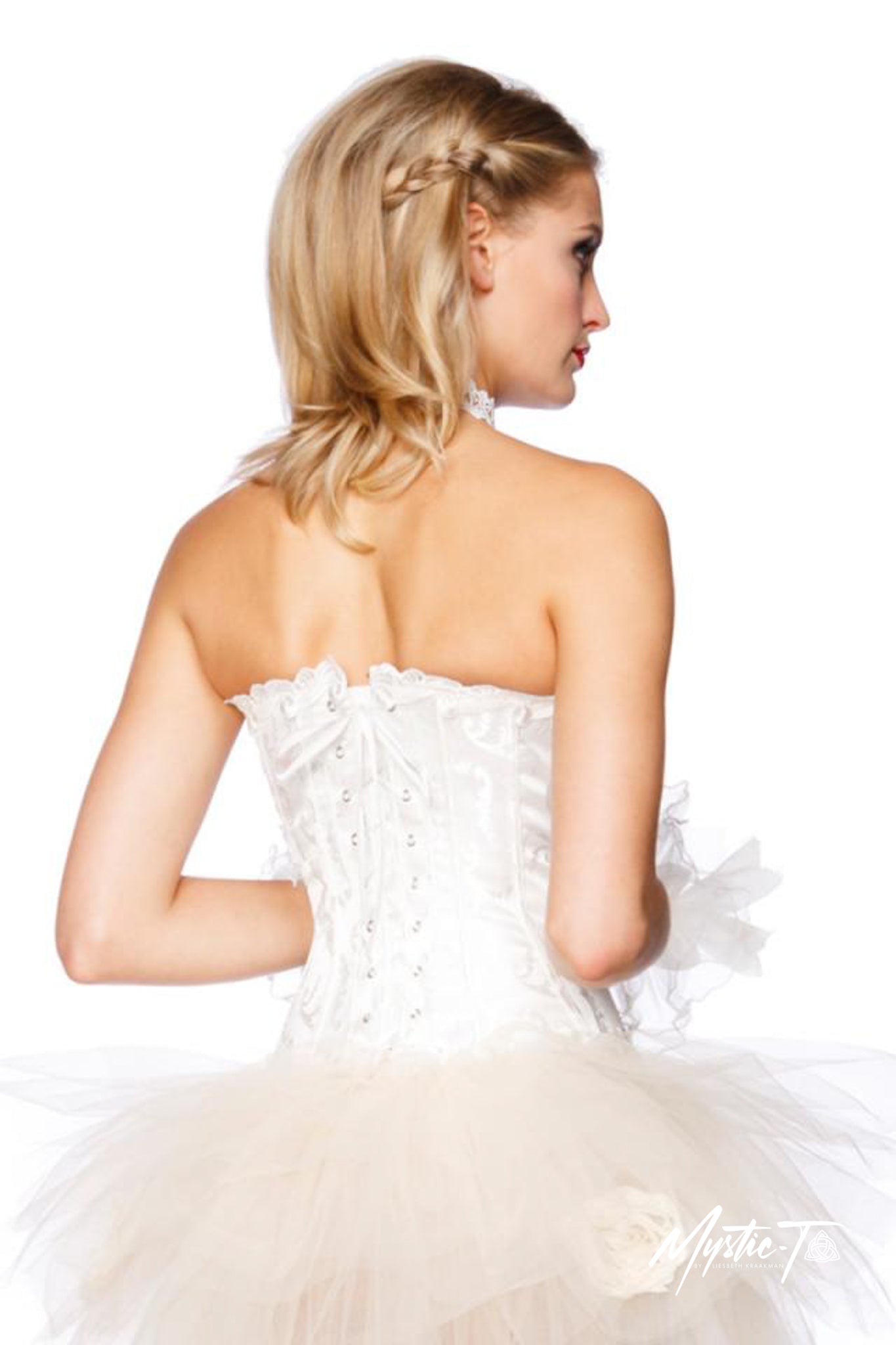 Brokat-Corsage mit Blumen Weiss Creme