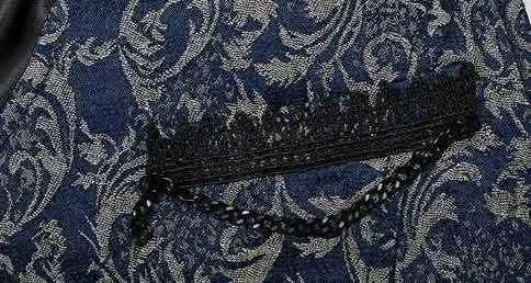 PunkRave Geblümte Weste Lucien – Silberblau