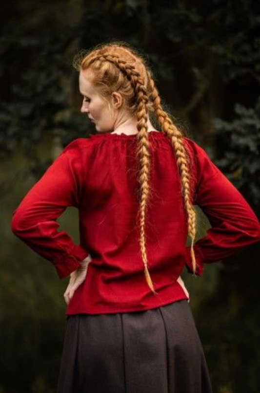 Mittelalterbluse mit Spitze Rot