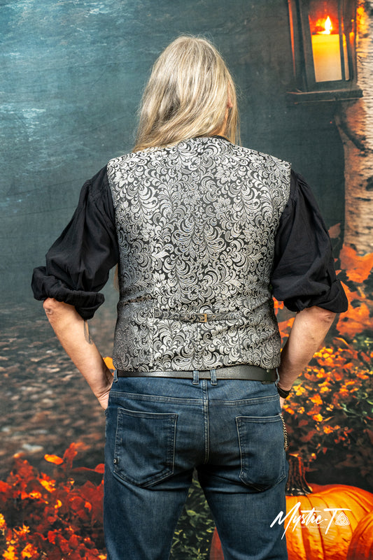 Weste Steampunk – Schwarz mit Silbermuster