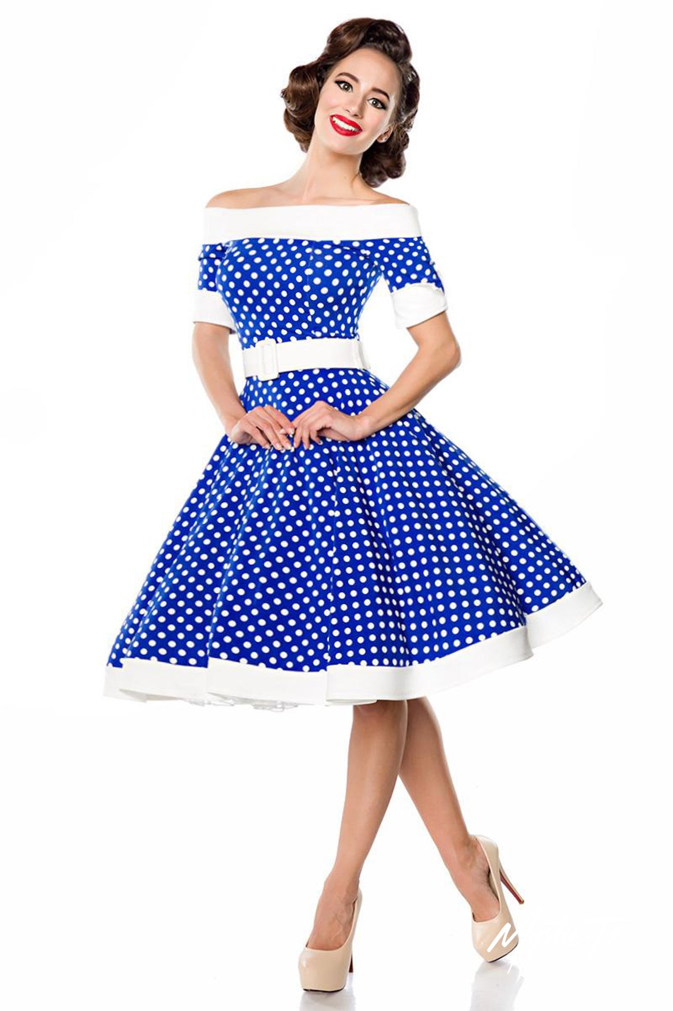 Schulterfreies Retrokleid mit Tellerrock – Eleganz im 50s-Stil