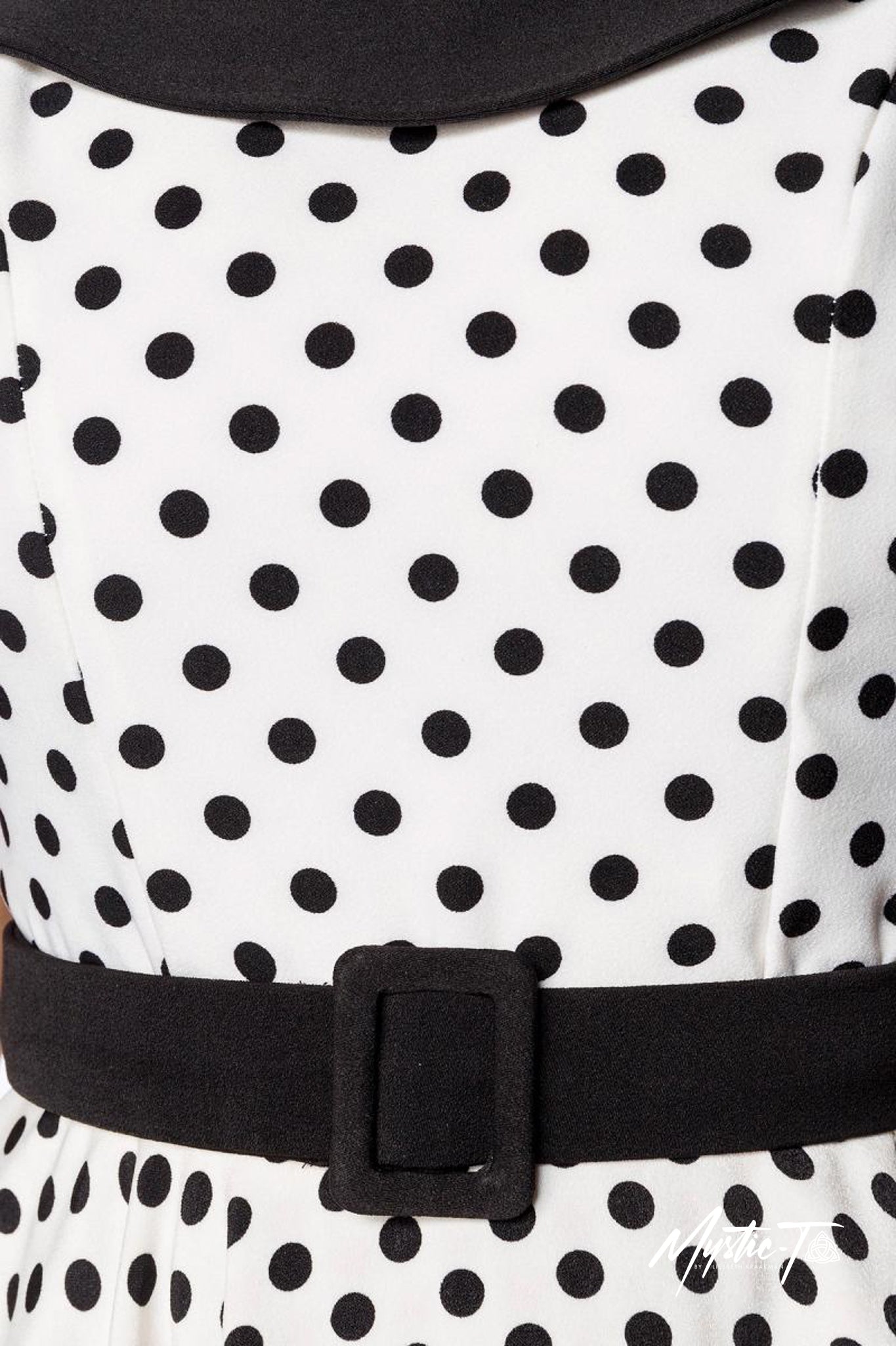 Schulterfreies Retro-Kleid Schwarz/Weiß Polka Dot