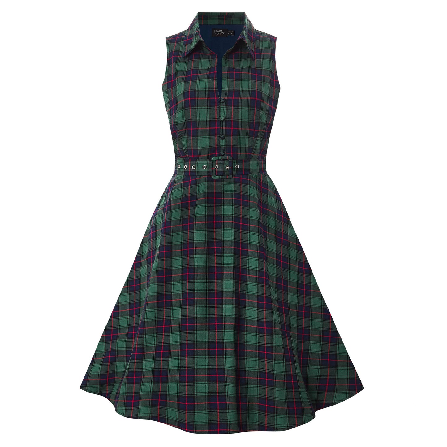 Poppy Retro Shirt Swing Dress im Green Check – Klassischer 50s-Charme mit Hemdblusenflair
