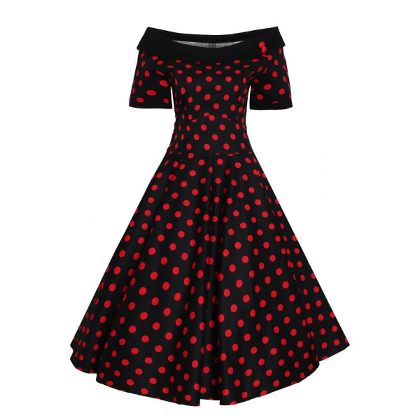 Darlene Black and Red Dot Swing Dress