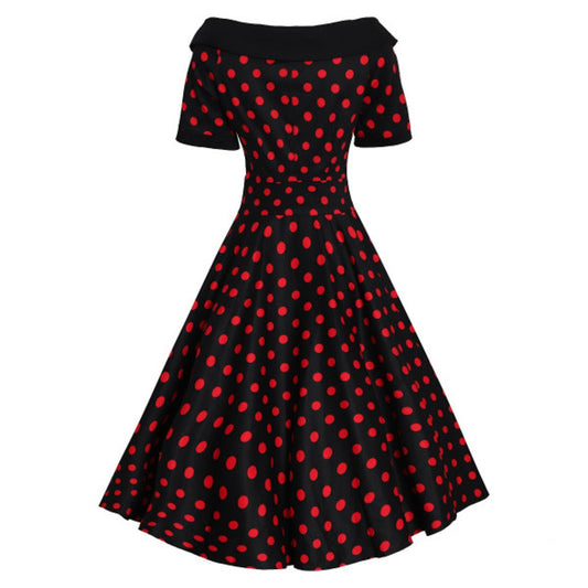Darlene Black and Red Dot Swing Dress, größe 38