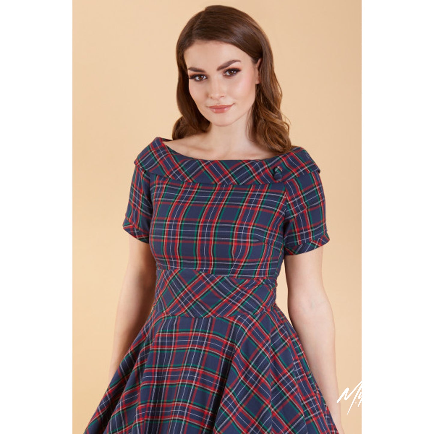 Darlene Dress Navy and Red Tartan – Nur in 44 noch da!
