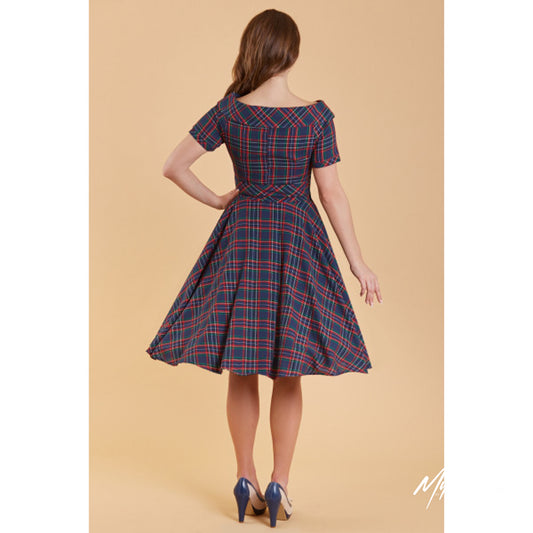 Darlene Dress Navy and Red Tartan – Nur in 44 noch da!