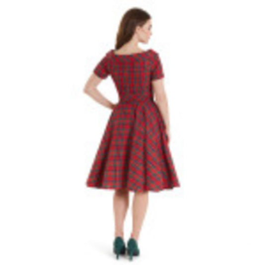 Darlene Retro Swing Dress in Red Tartan – Nur noch in 46!