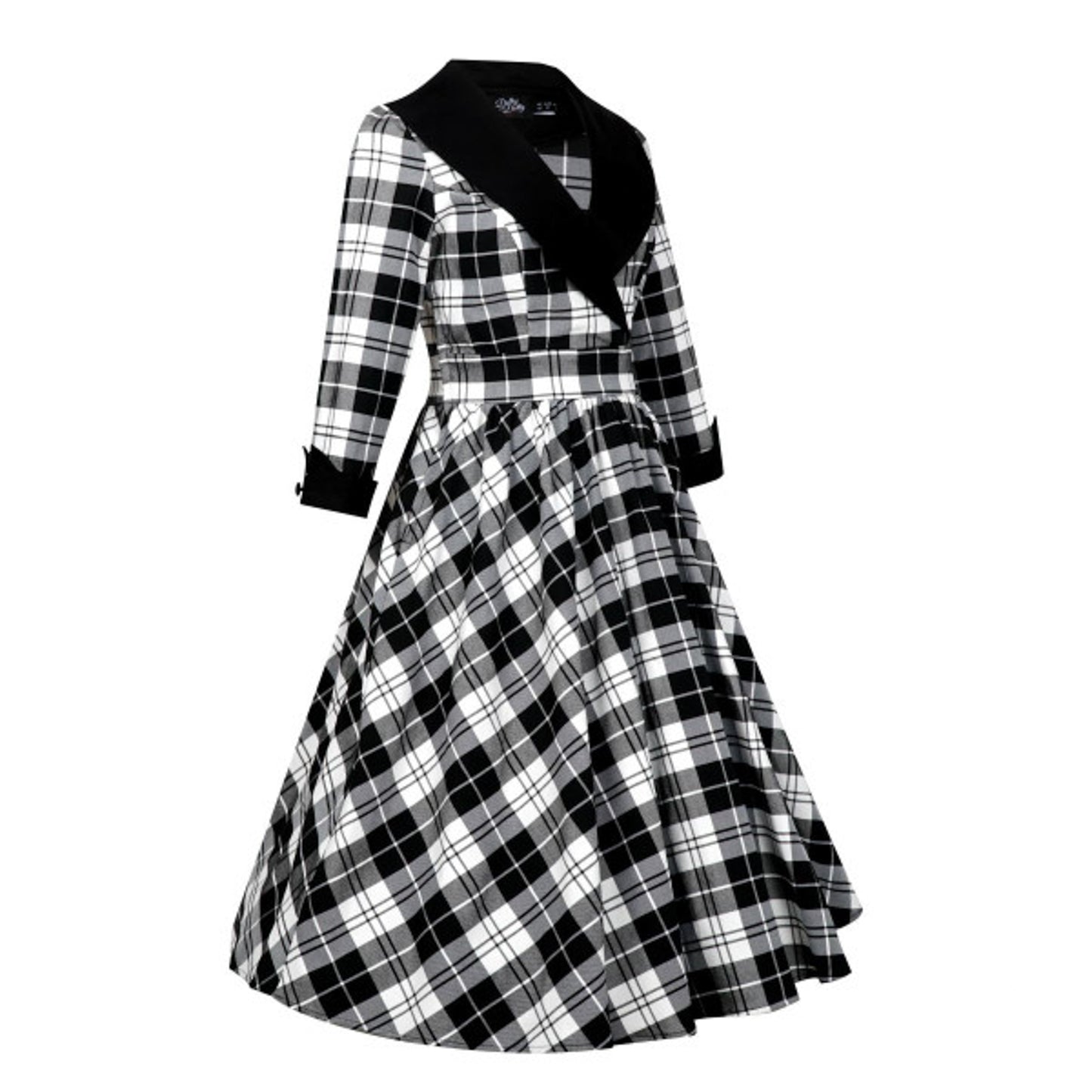 Tiffany 50s Coat Swingkleid in Black Tartan