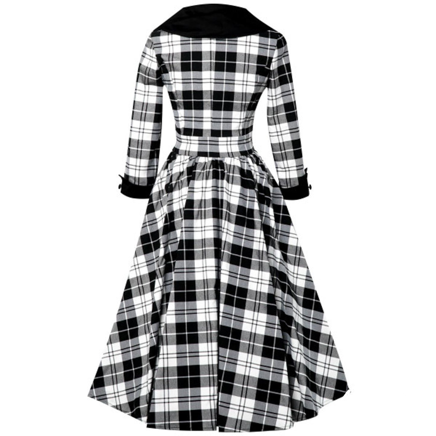 Tiffany 50s Coat Swingkleid in Black Tartan