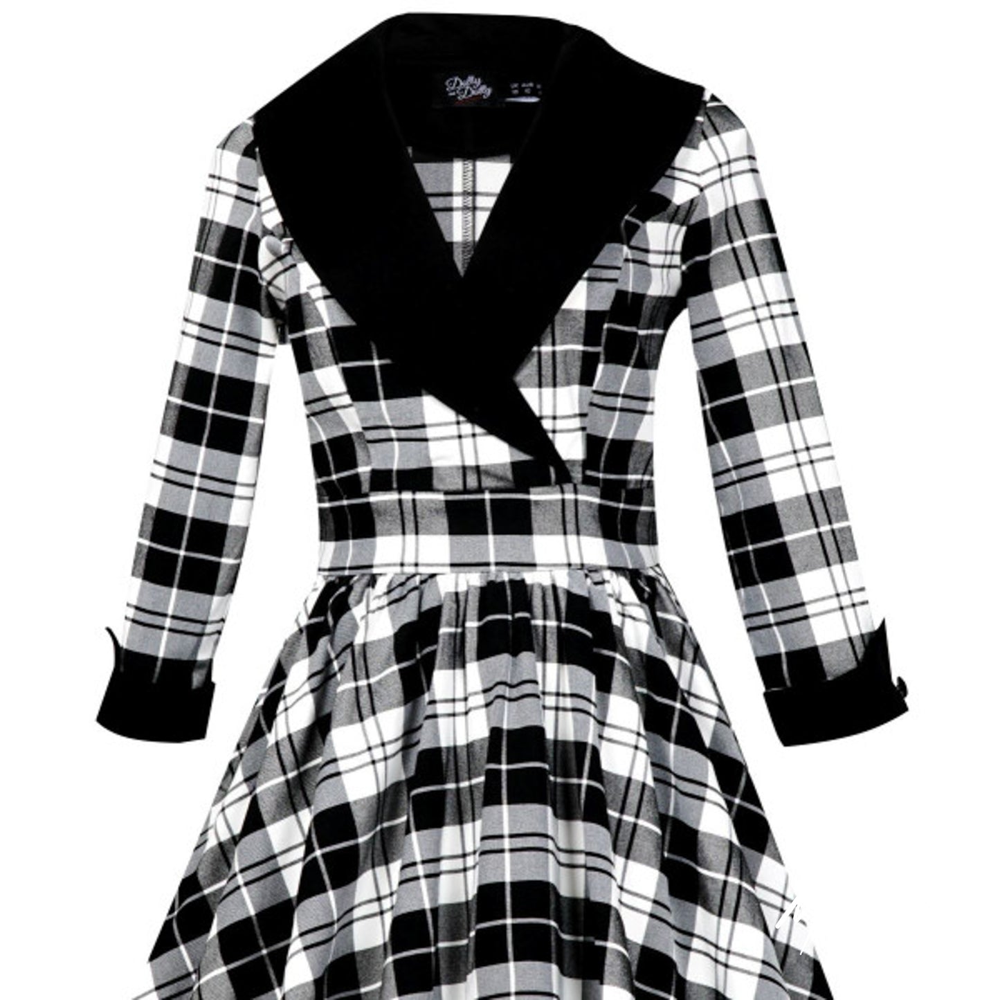 Tiffany 50s Coat Swingkleid in Black Tartan