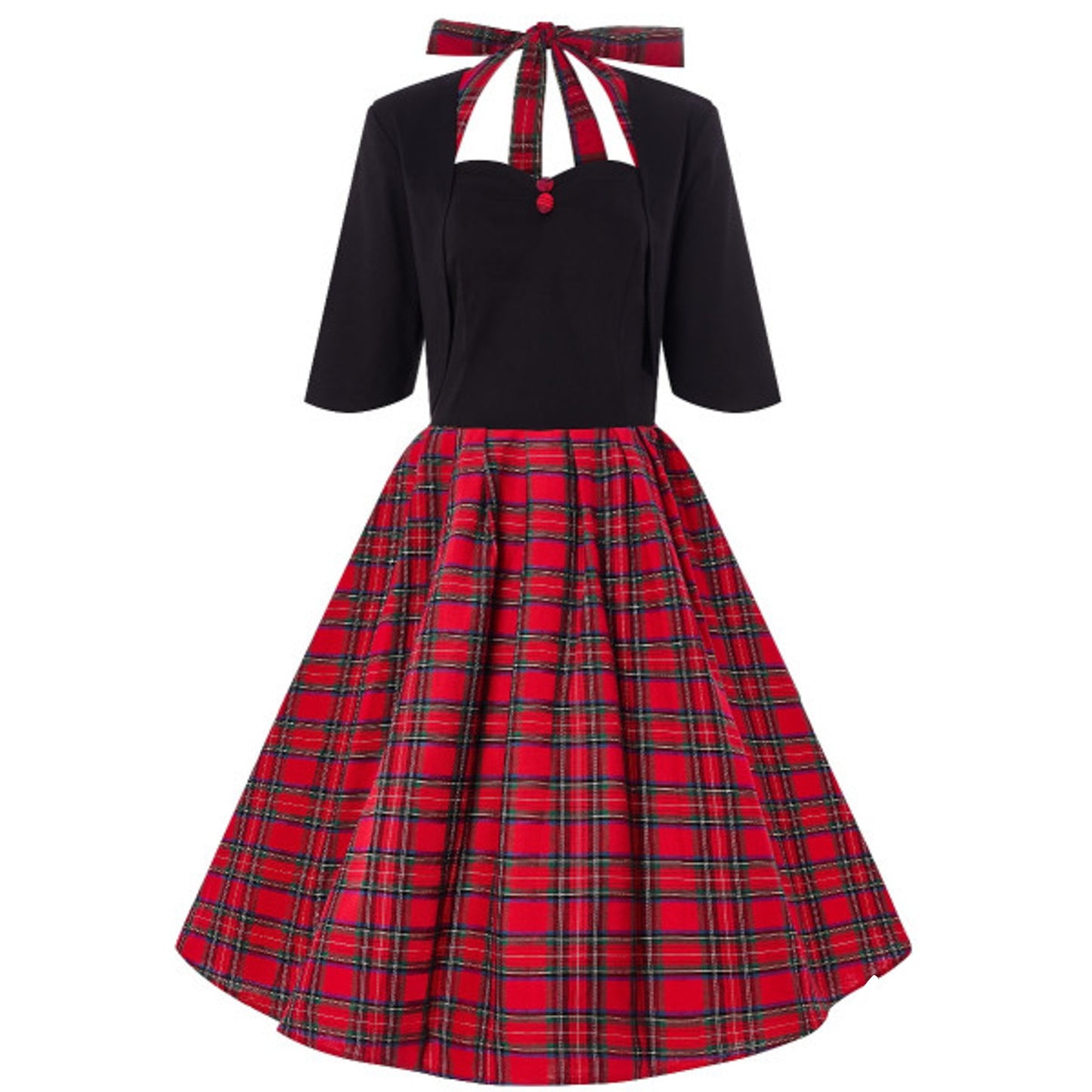 Sophia Swing Dress im Black & Red Check