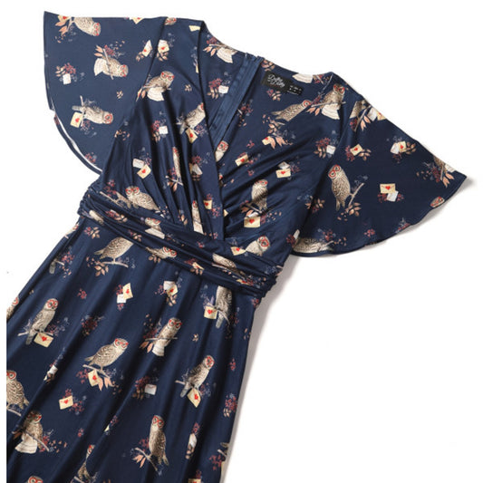 Donna 40er Jahre Dress – Retro-Zauber mit Eulen & Buchstaben