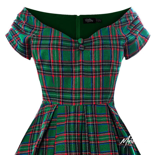Lily Dress Green Tartan – Stilvoller 50er-Jahre-Charme