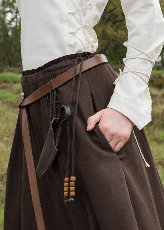 Mittelalterlicher Rock, weit ausgestellt, Braun