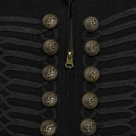 Gothic Herrenweste im Military-Stil von Punk Rave mit Stehkragen