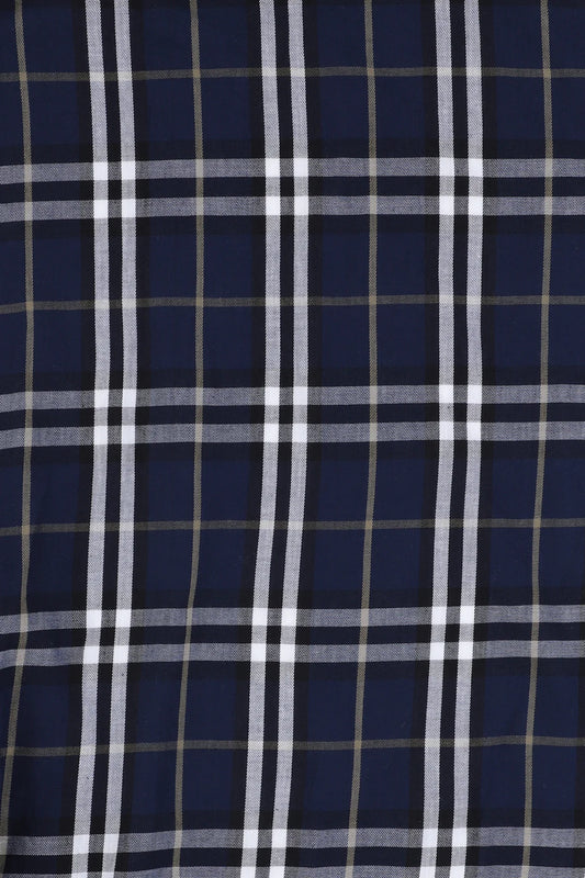 Lily Dress Navy White Tartan Nur in 38