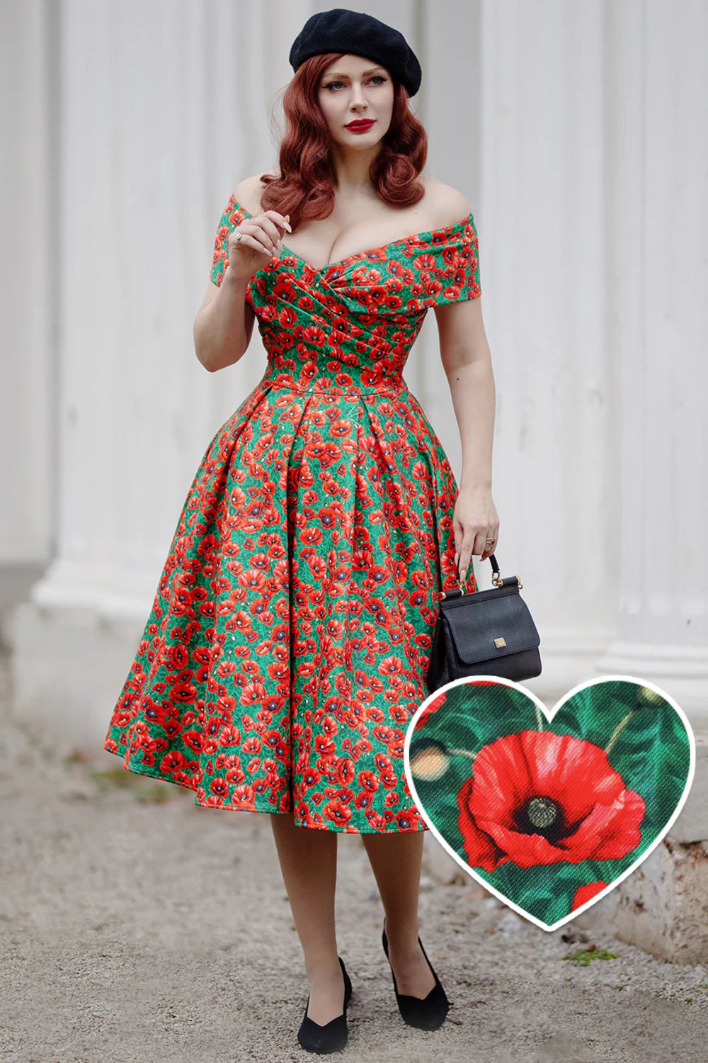 Beverly Off-Shoulder Swing Dress – Red Poppy Romantik pur