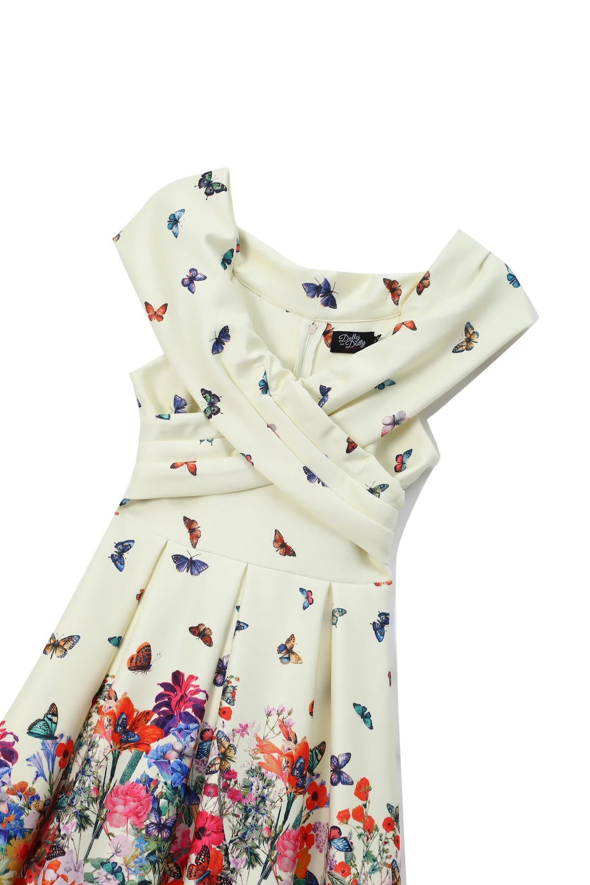 Beverly Cross-Over-Off-Shoulder Kleid – Butterfly Garden