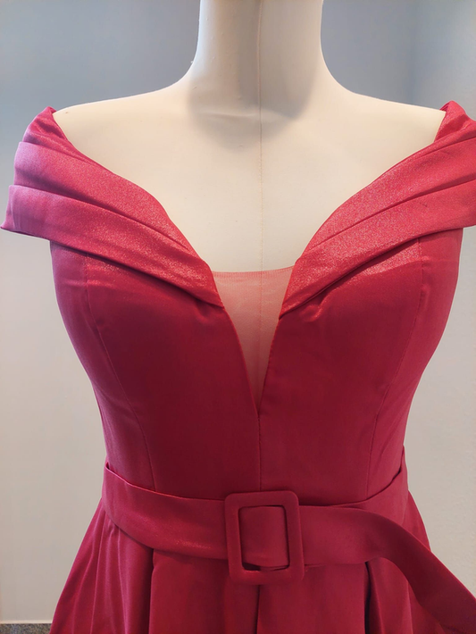 Abendkleid Rot Off-Shoulder-Stil