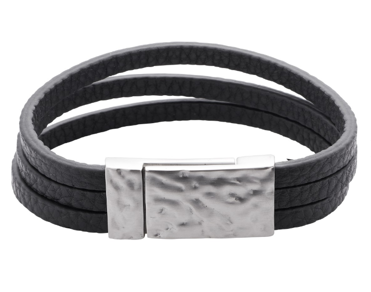 Armband aus schwarzem Leder mit Magnetverschluss