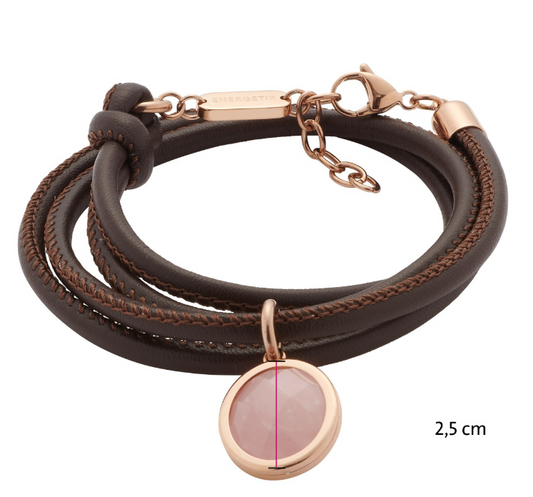 Lederarmband mit Rosenquarz-Anhänger , one size