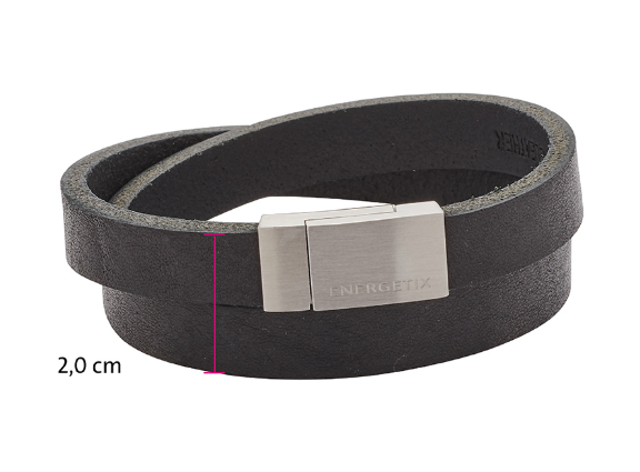 Gewickeltes Lederarmband mit mattem Edelstahlverschluss