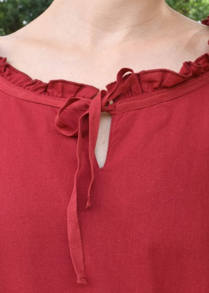 Mittelalter Bluse mit 3/4-Arm – Rot