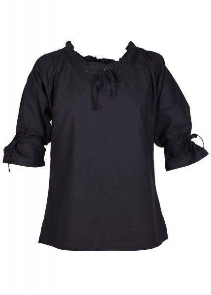 Mittelalter Bluse mit 3/4-Arm – Schwarz