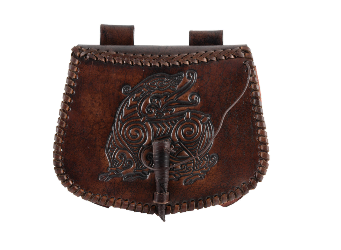 Gürteltasche aus Leder mit Drachen-Prägung