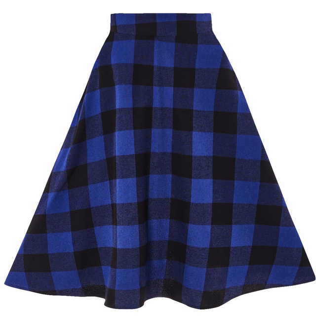 Carolyn Faltenrock im Blue-Black Check – Klassischer 50s-Look mit moderner Note