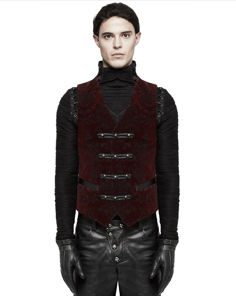 Weste Elder Opera Rot – Viktorianischer Chic mit edlem Samtdesign