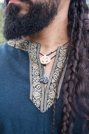 Kurzarmtunika mit Bordüre, Blau