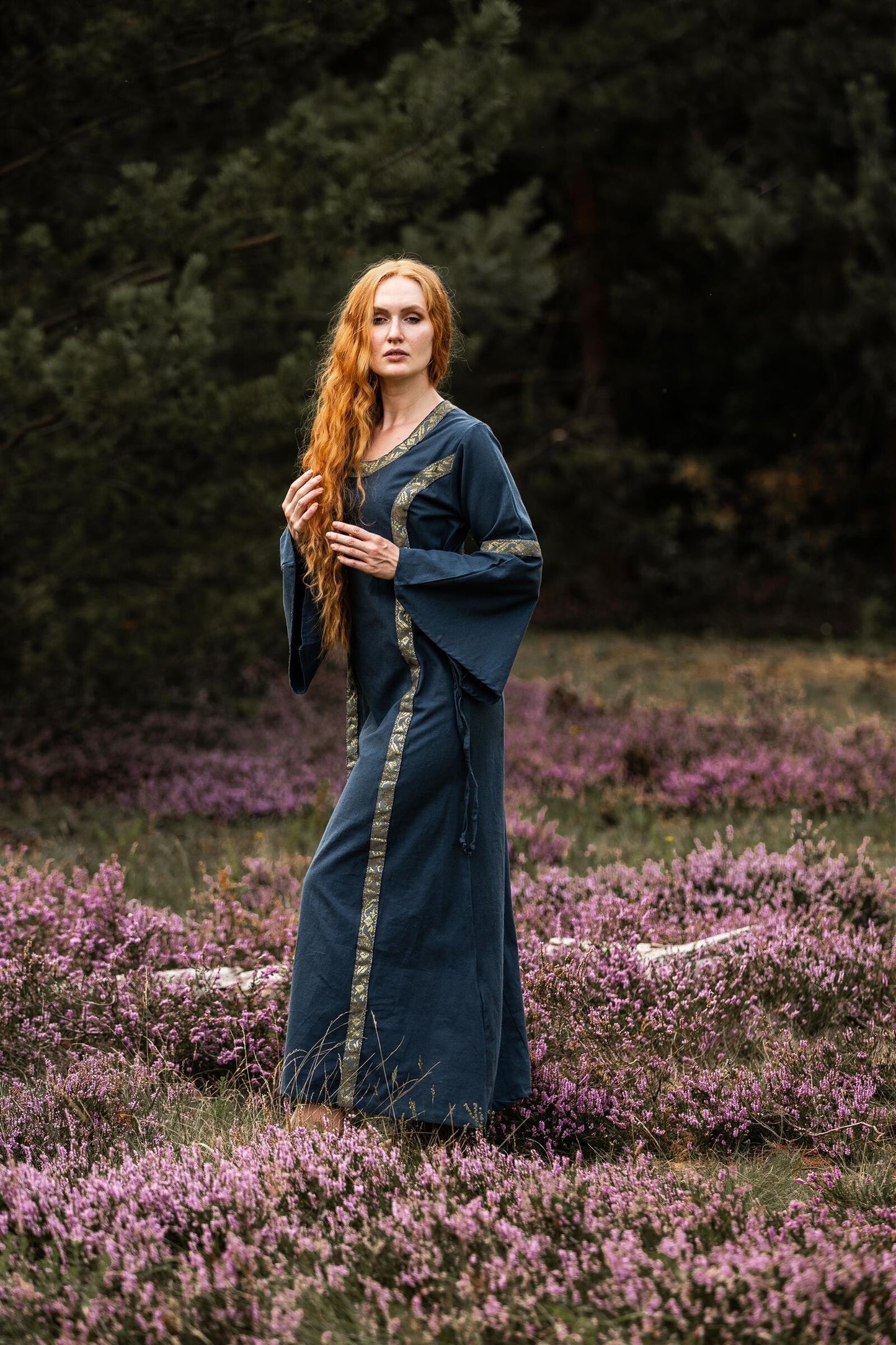 Mittelalter Baumwollkleid Blau