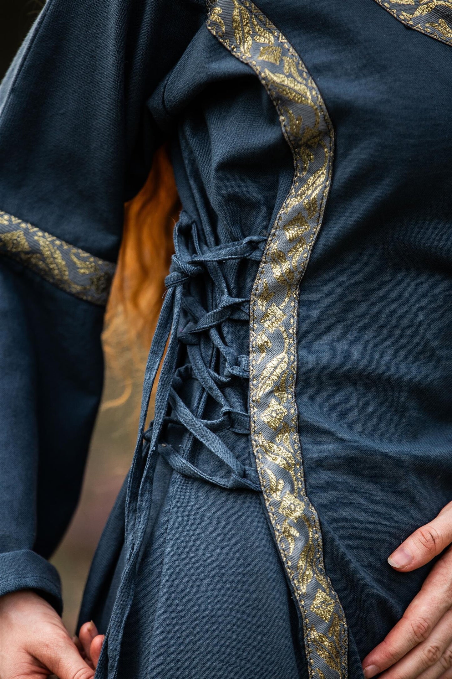 Mittelalter Baumwollkleid Blau