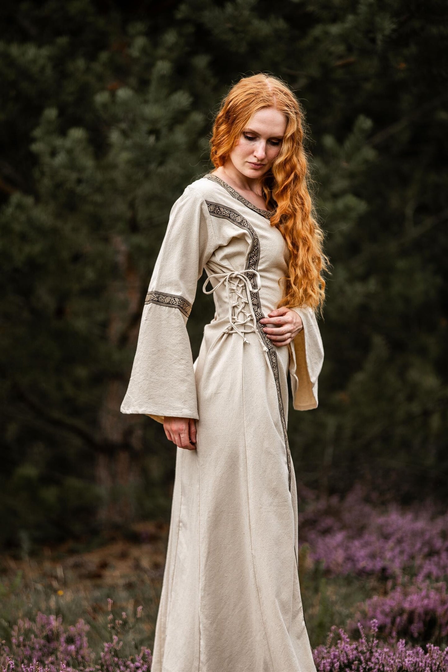 Mittelalter Baumwollkleid Natur