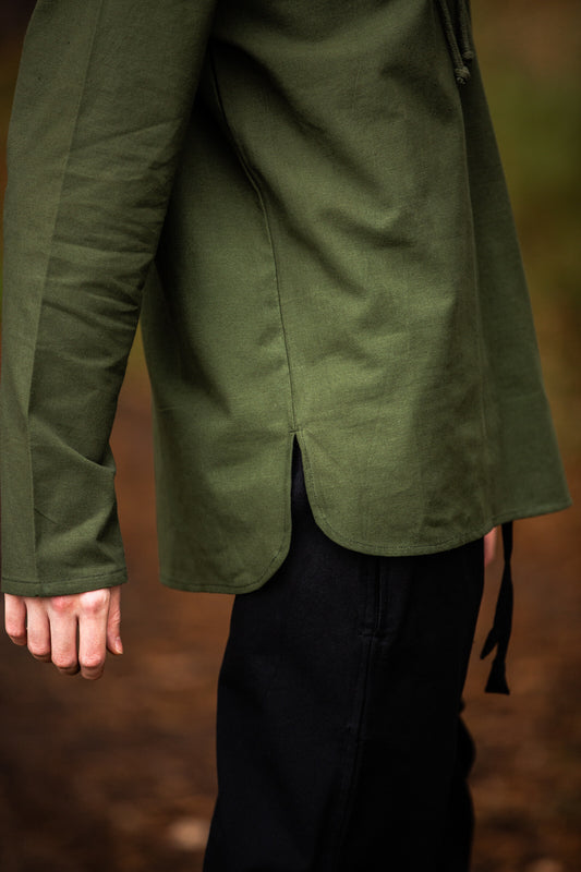 Mittelalter Hemd runder Schnürhalsausschnitt, Grün