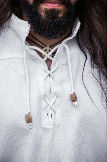 Mittelalter kürzarmhemd, Weiß