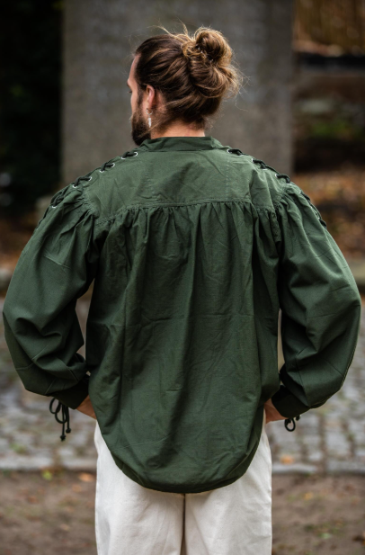 Mittelalter Schnürhemd mit Ösen, Grün