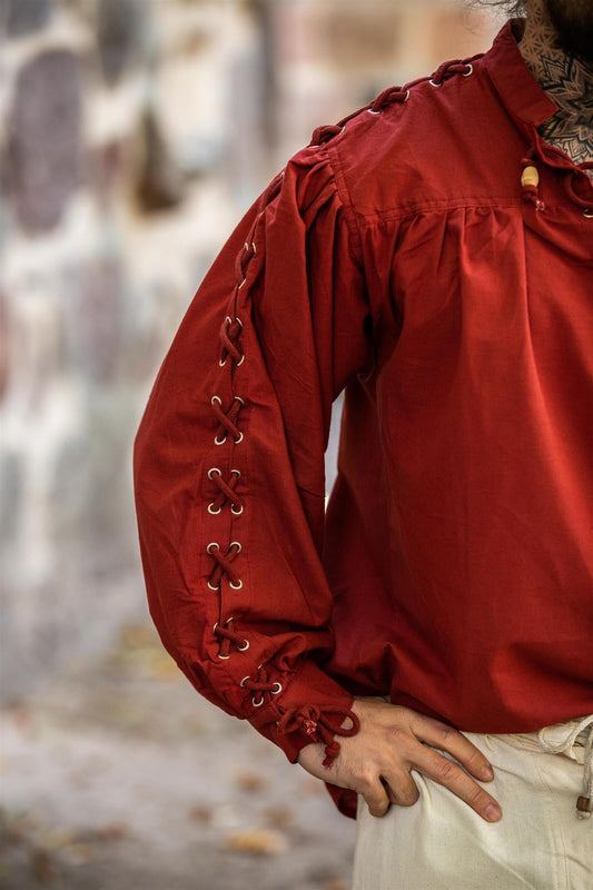 Mittelalter Schnürhemd mit Ösen, Rot
