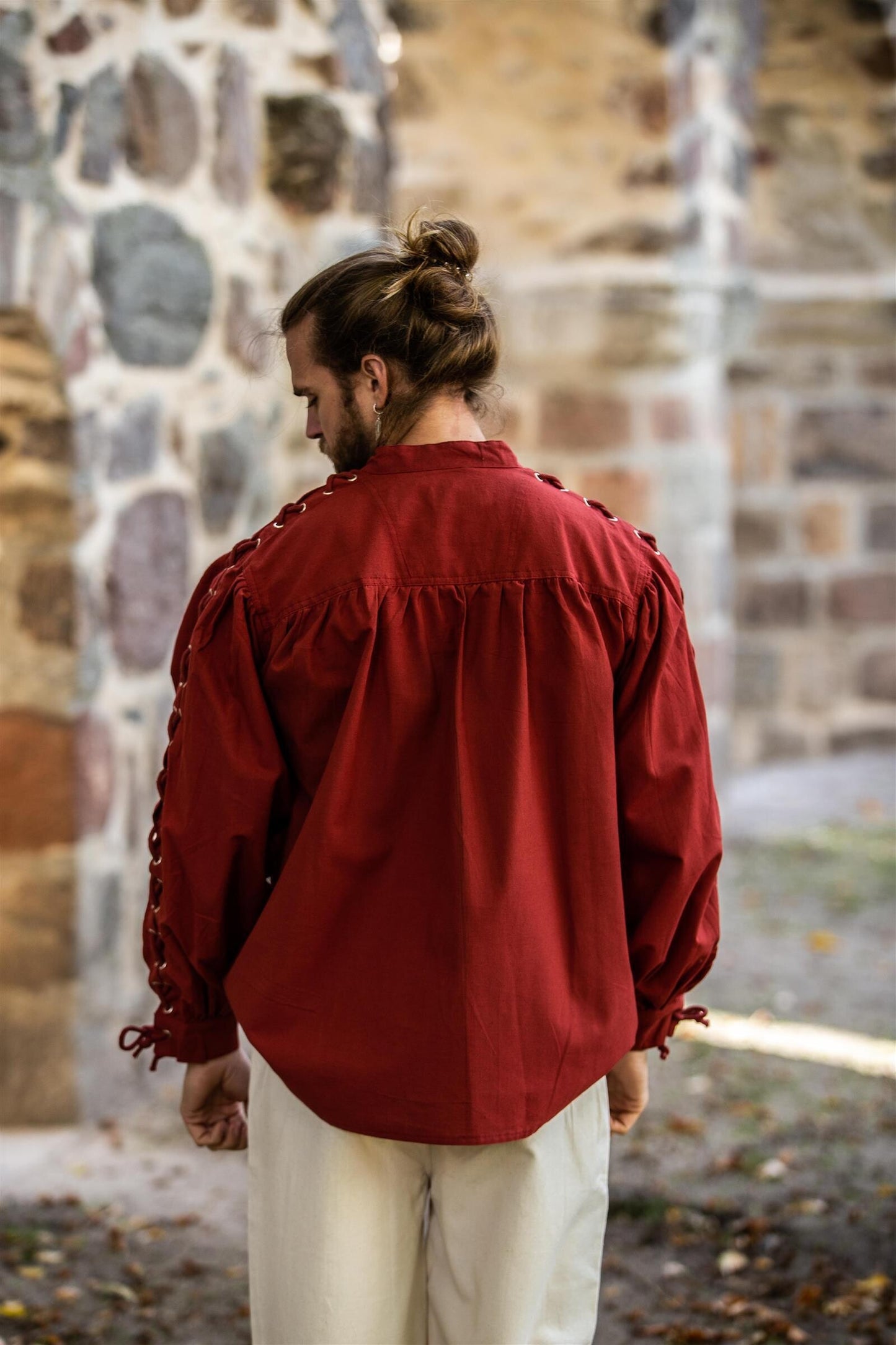 Mittelalter Schnürhemd mit Ösen, Rot
