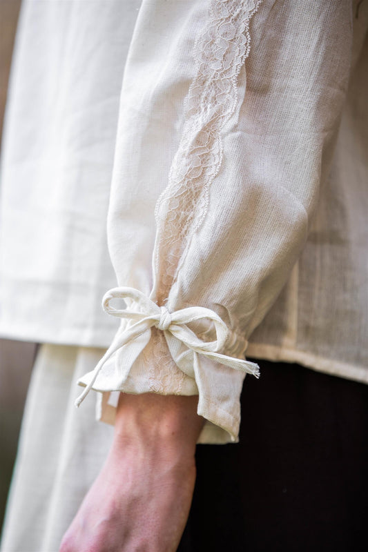 Mittelalterbluse mit Spitze Natur