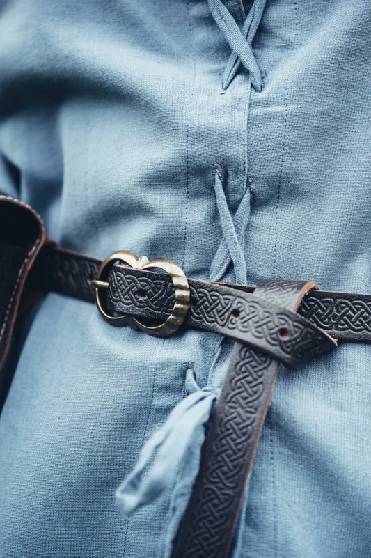 Keltischer Ledergürtel aus echtem Leder - Schwarz