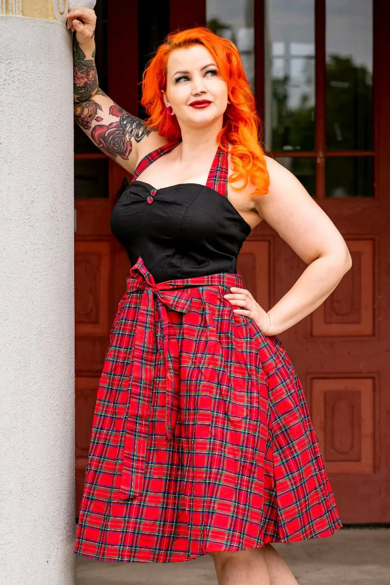 Sophia Swing Dress im Black & Red Check