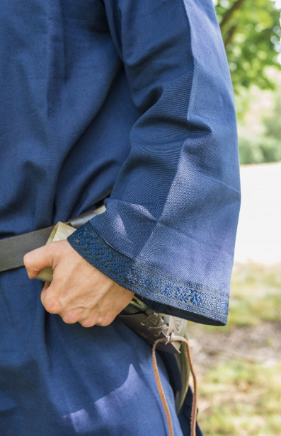 Mittelalter Tunika mit Bordüre, Blau