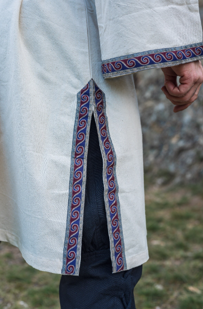 Mittelalter Tunika mit Bordüre, Natur